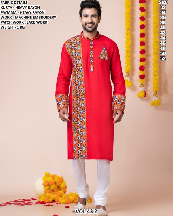 Men’s Heavy Rayon Embroidered Kurta Pajama Set