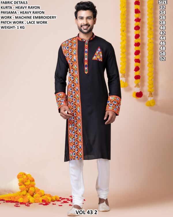 Men’s Heavy Rayon Embroidered Kurta Pajama Set