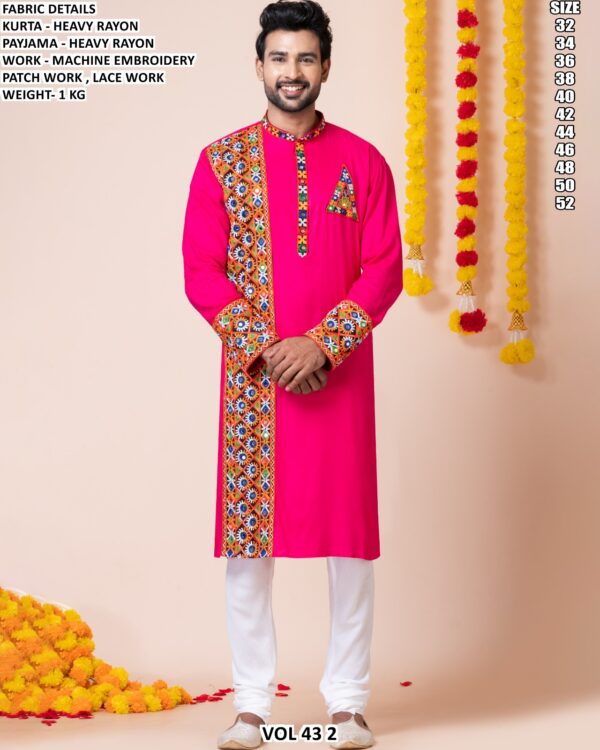 Men’s Heavy Rayon Embroidered Kurta Pajama Set