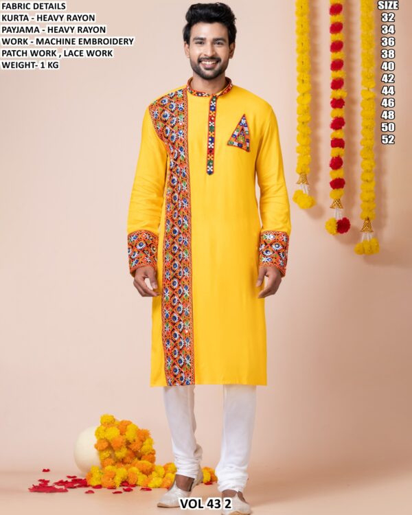 Men’s Heavy Rayon Embroidered Kurta Pajama Set