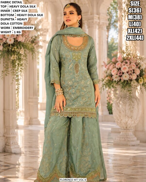 Dola Silk Embroidered Palazzo Suit For Women