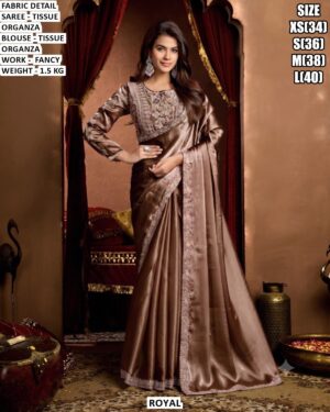 Shimmer Tissue Saree With Detailed Border