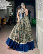 Stylish Mirror Work Blouse And Lehenga Set
