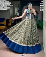 Stylish Mirror Work Blouse And Lehenga Set