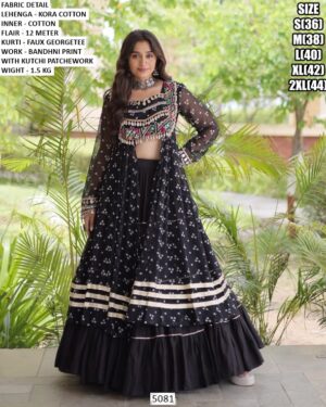 Kutchi Patchwork Crop Top Lehenga Set