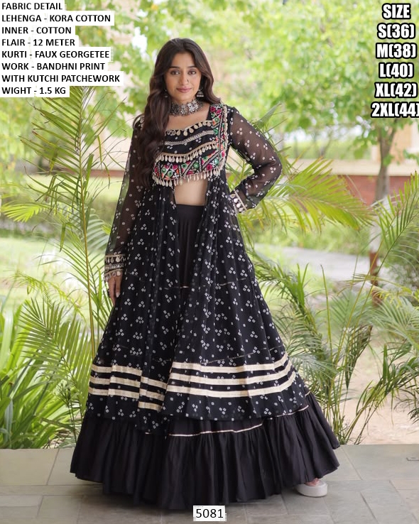 Kutchi Patchwork Crop Top Lehenga Set