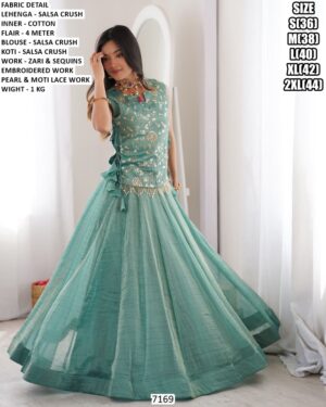 Modern Festive Lehenga With Side Tie Koti