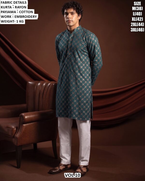Men’s Rayon Embroidered Kurta Pajama Set