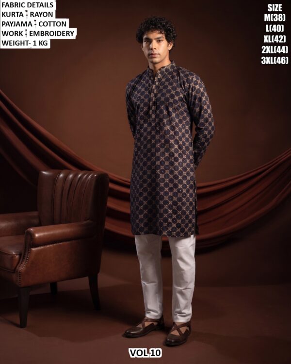 Men’s Rayon Embroidered Kurta Pajama Set