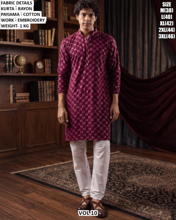 Men’s Rayon Embroidered Kurta Pajama Set