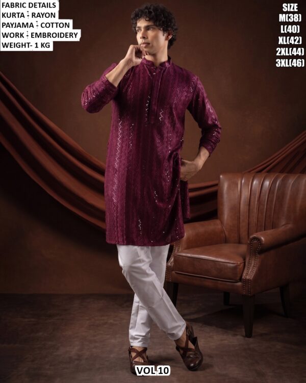 Men’s Rayon Embroidered Kurta Pajama Set