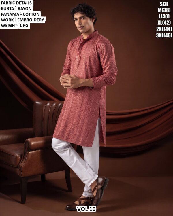Men’s Rayon Embroidered Kurta Pajama Set