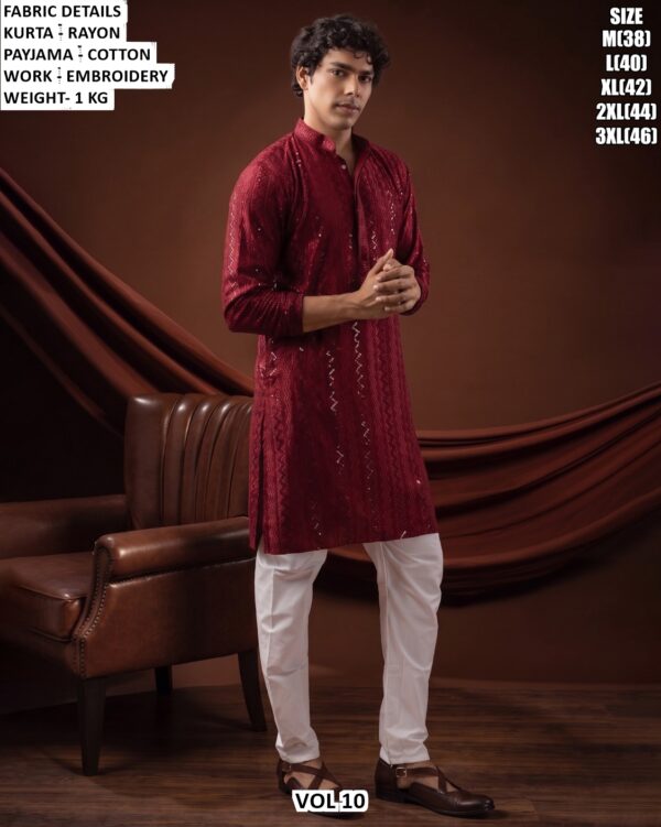 Men’s Rayon Embroidered Kurta Pajama Set