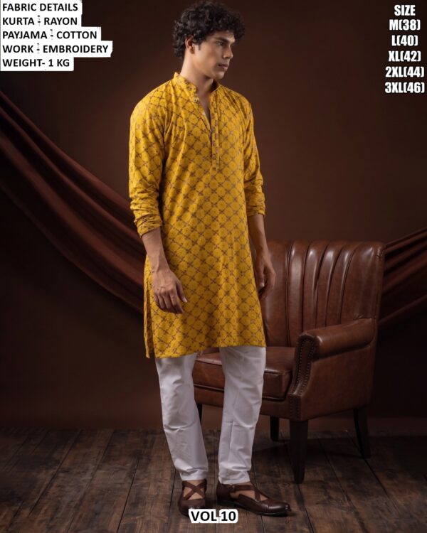 Men’s Rayon Embroidered Kurta Pajama Set