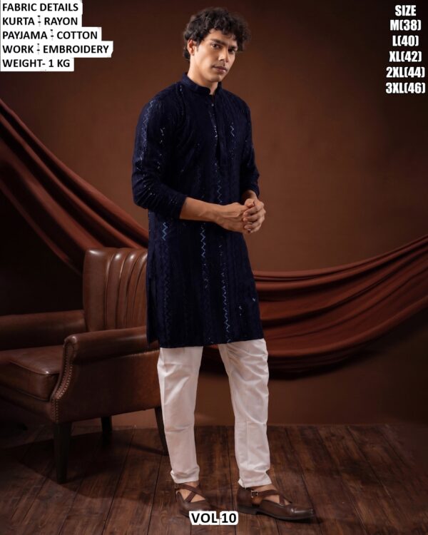 Men’s Rayon Embroidered Kurta Pajama Set