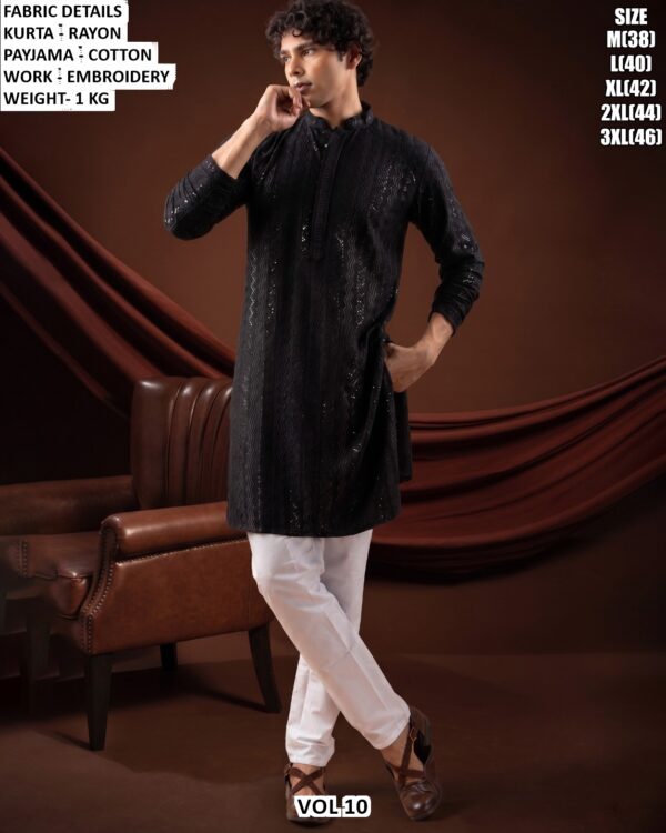 Men’s Rayon Embroidered Kurta Pajama Set