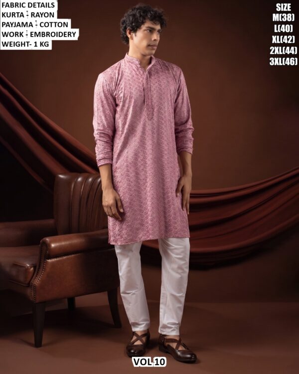 Men’s Rayon Embroidered Kurta Pajama Set