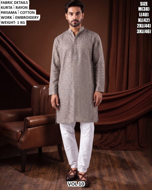 Men’s Rayon Embroidered Kurta Pajama Set