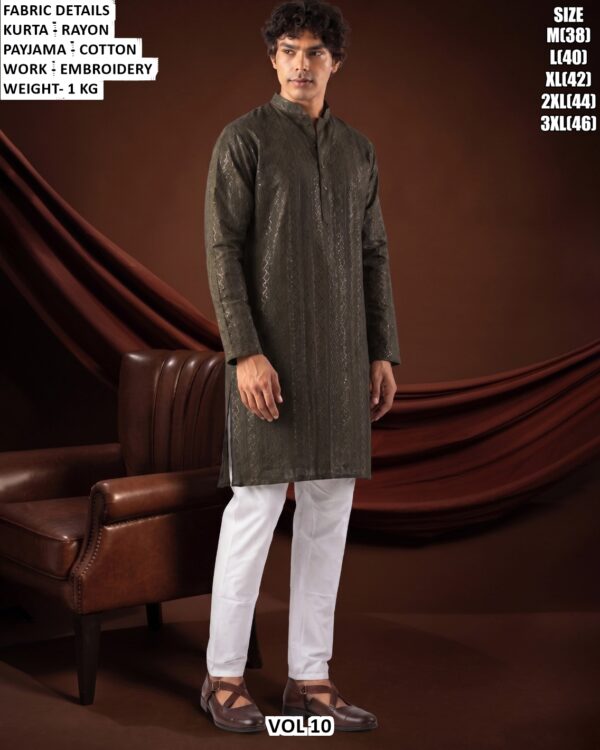 Men’s Rayon Embroidered Kurta Pajama Set
