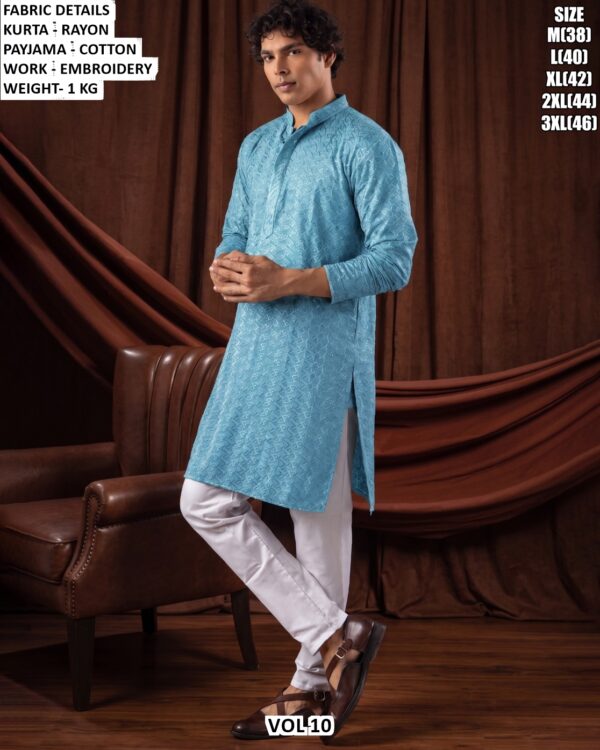 Men’s Rayon Embroidered Kurta Pajama Set