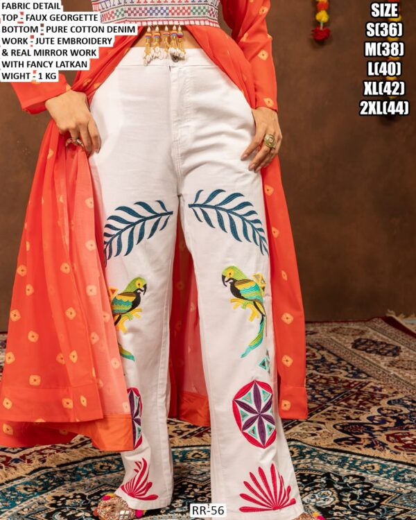 Mirror Work Long Top With Palazzo Pants