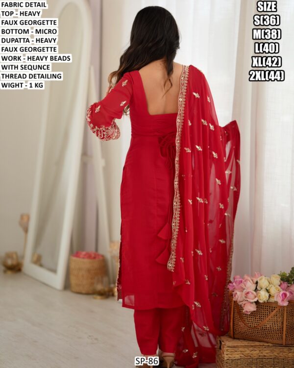 Festive Thread Embroidery Three Piece Outfit