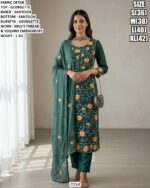 Traditional Floral Work Kurta Bottom And Dupatta Set