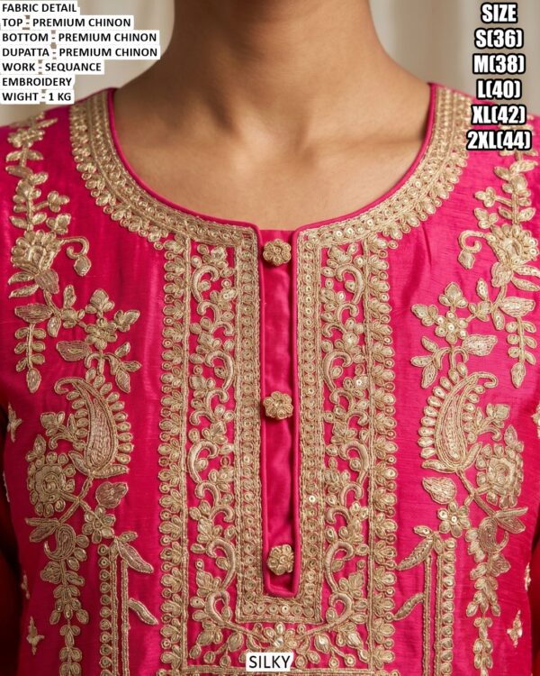 Traditional Chinon Kurta And Palazzo Set