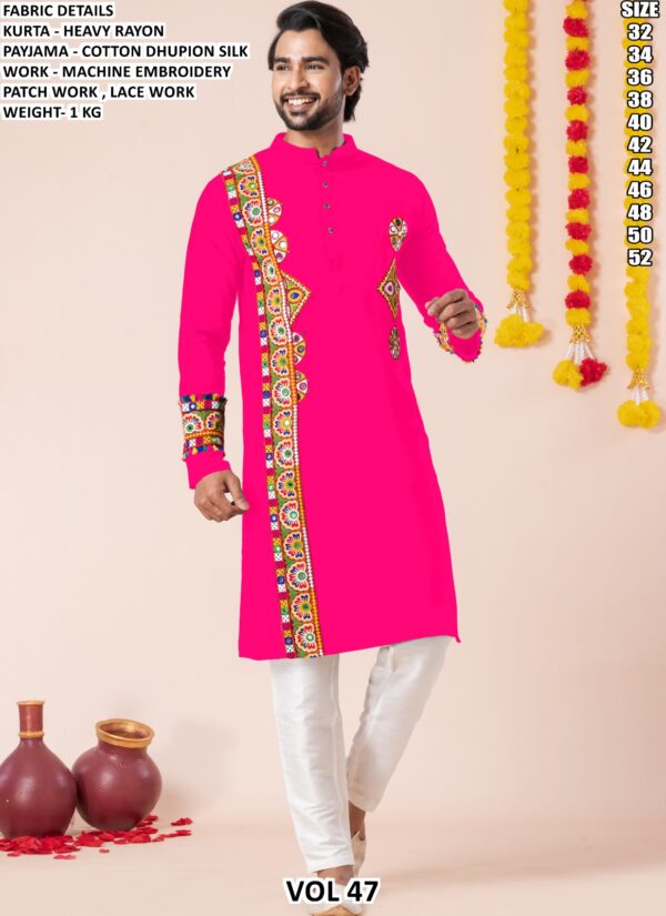 Men’s Heavy Rayon Embroidered Kurta Pajama Set