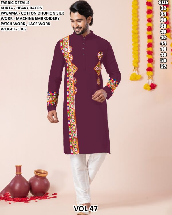 Men’s Heavy Rayon Embroidered Kurta Pajama Set
