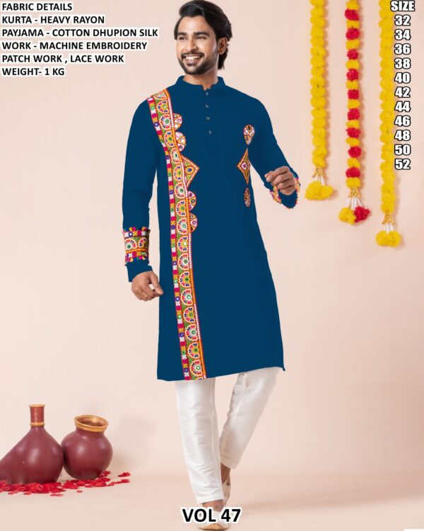 Men’s Heavy Rayon Embroidered Kurta Pajama Set