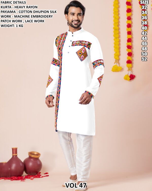 Men’s Heavy Rayon Embroidered Kurta Pajama Set