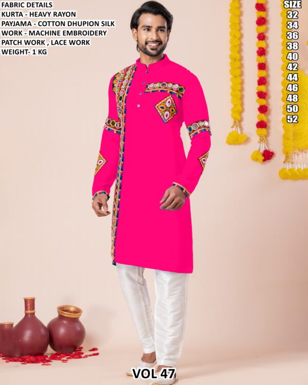 Men’s Heavy Rayon Embroidered Kurta Pajama Set