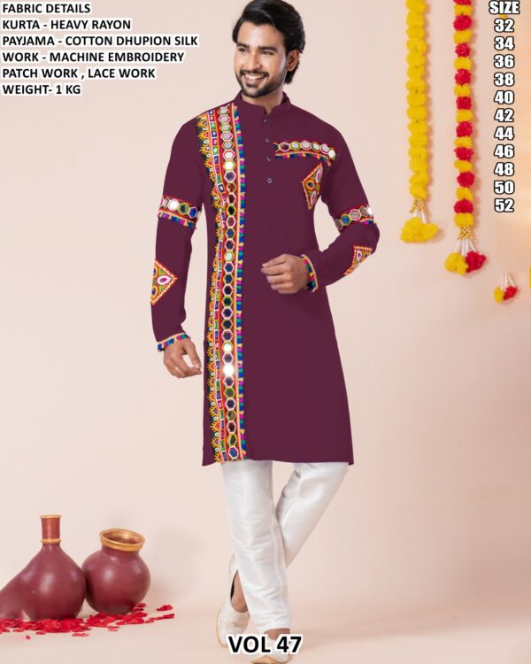 Men’s Heavy Rayon Embroidered Kurta Pajama Set