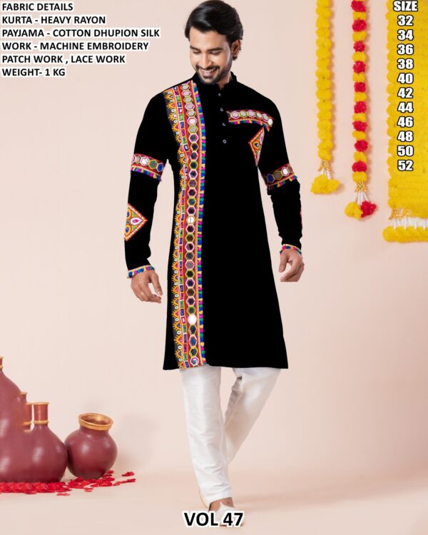 Men’s Heavy Rayon Embroidered Kurta Pajama Set