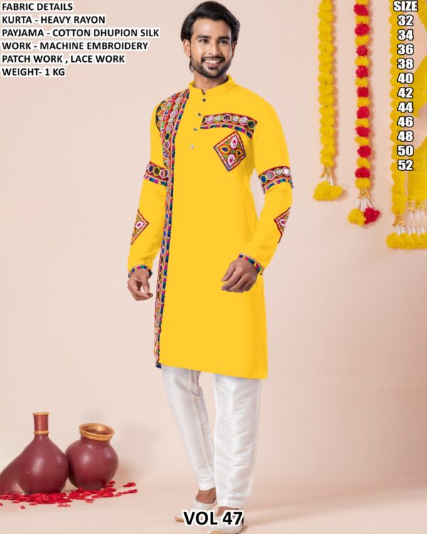 Men’s Heavy Rayon Embroidered Kurta Pajama Set