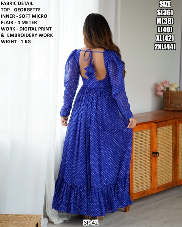 Digital Print And Embroidery Georgette Gown