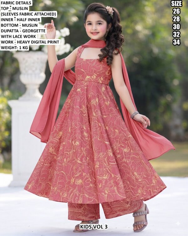 Kids Muslin Printed Anarkali Suit