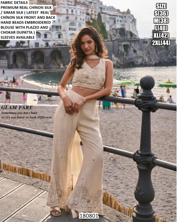 Wedding Wear Crop Top Palazzo With Dupatta