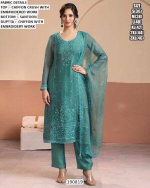Festive Chiffon Suit With Embroidered Dupatta