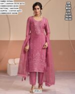 Festive Chiffon Suit With Embroidered Dupatta
