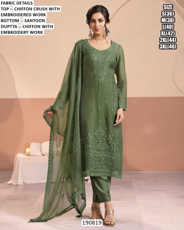 Festive Chiffon Suit With Embroidered Dupatta