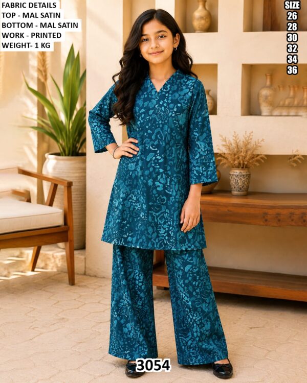 Girls Printed Satin Top And Palazzo Set