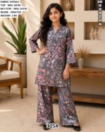 Girls Printed Satin Top And Palazzo Set