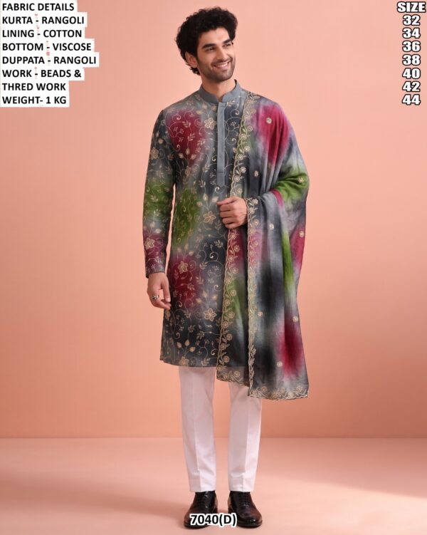 Men’s Embroidered Kurta Pajama With Dupatta