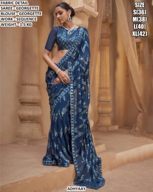 Designer Georgette Saree With Sequin Work