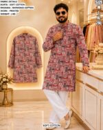 Men’s Printed Soft Cotton Kurta Pajama Set