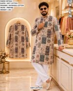 Men’s Printed Soft Cotton Kurta Pajama Set