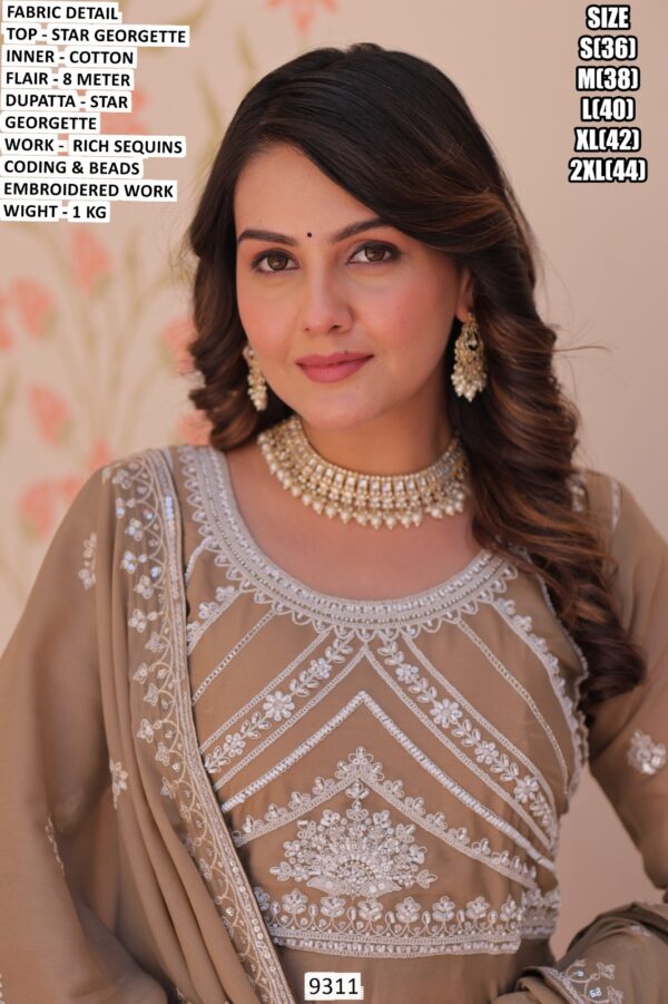 Georgette Anarkali Gown With Embroidered Dupatta