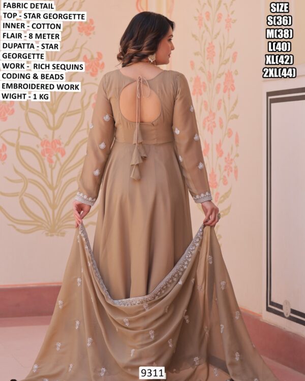 Georgette Anarkali Gown With Embroidered Dupatta